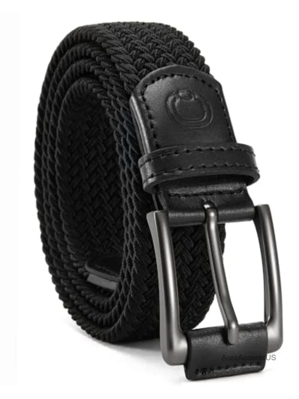 Men's Stretch Golf Belt, Elastic No-Hole Braided Nylon, Breathable Casual Belt